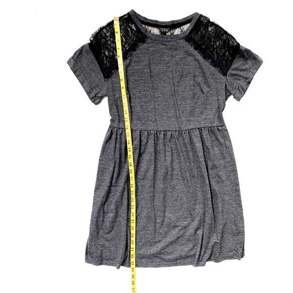 top shop short sleeved casual grey skirt w/lace - Picture 4 of 6